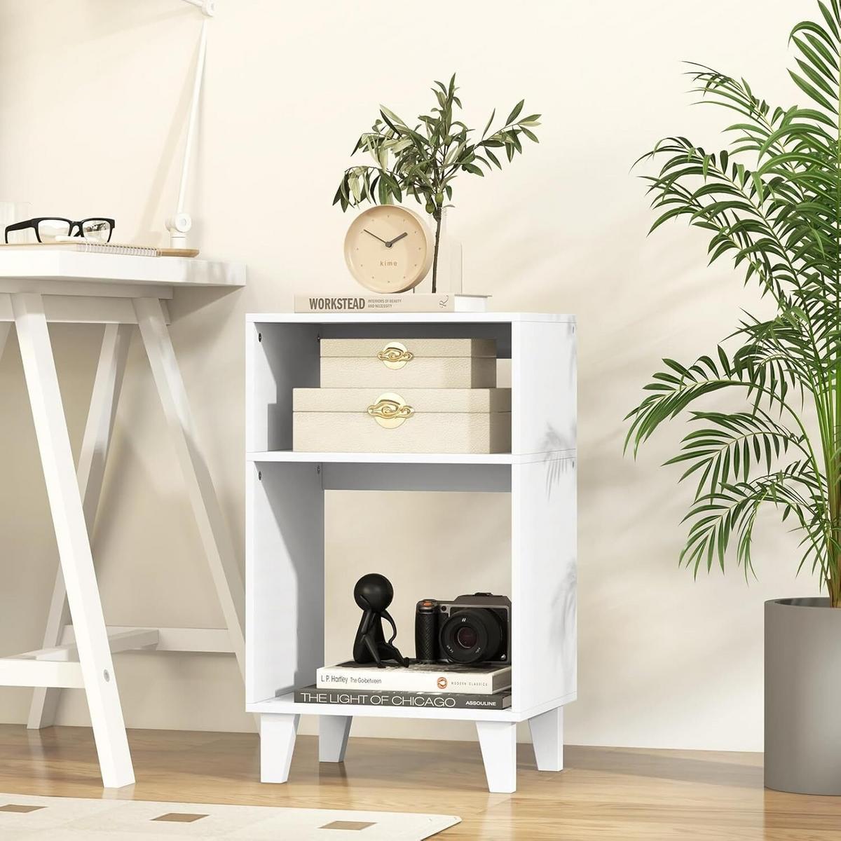 BEISTELLTISCH 65cm Weiß - Weiß, Holz (30/40/65cm) - COSTWAY
