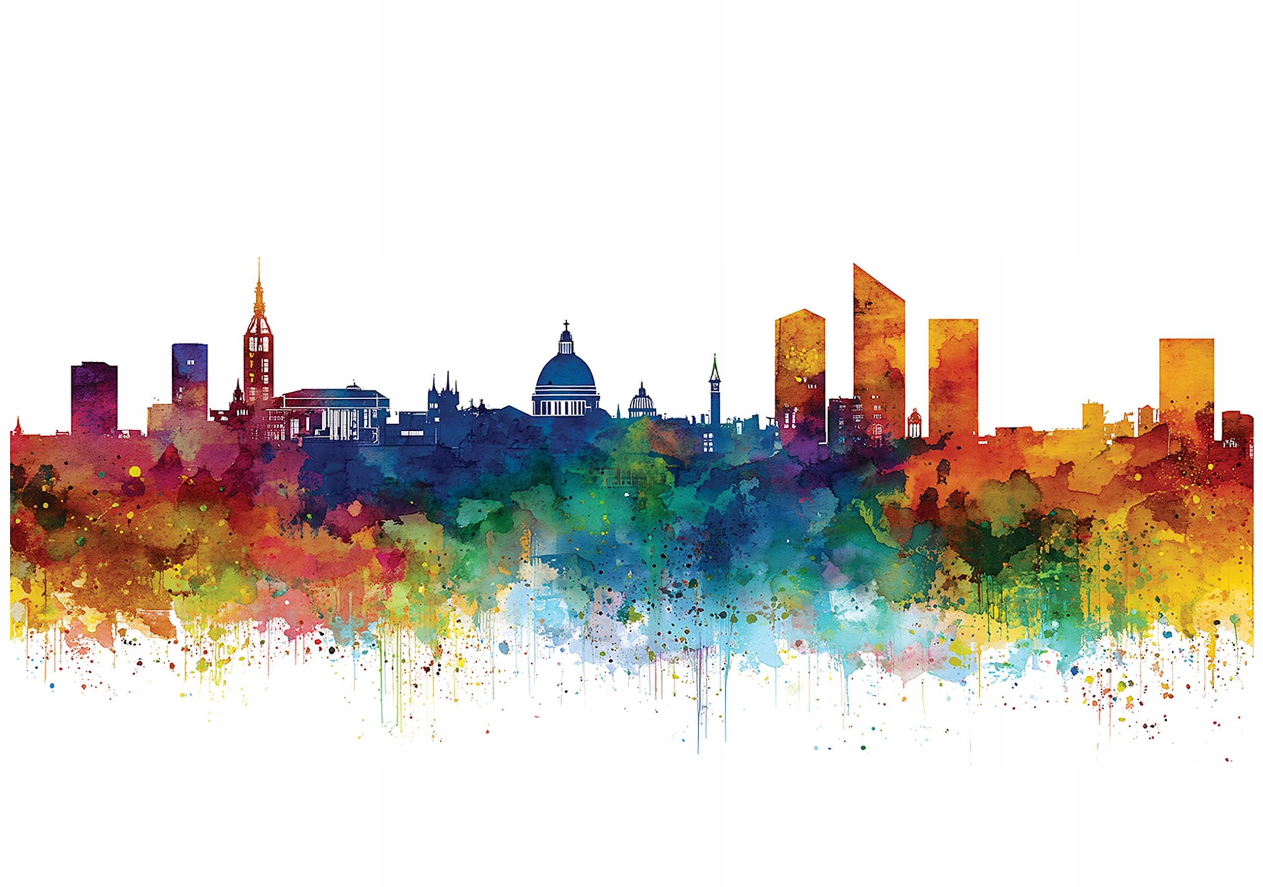 FOTOTAPETE Stadt Panorama Bunt 150x105 cm - Multicolor, Papier (150/105cm) - Wallarena
