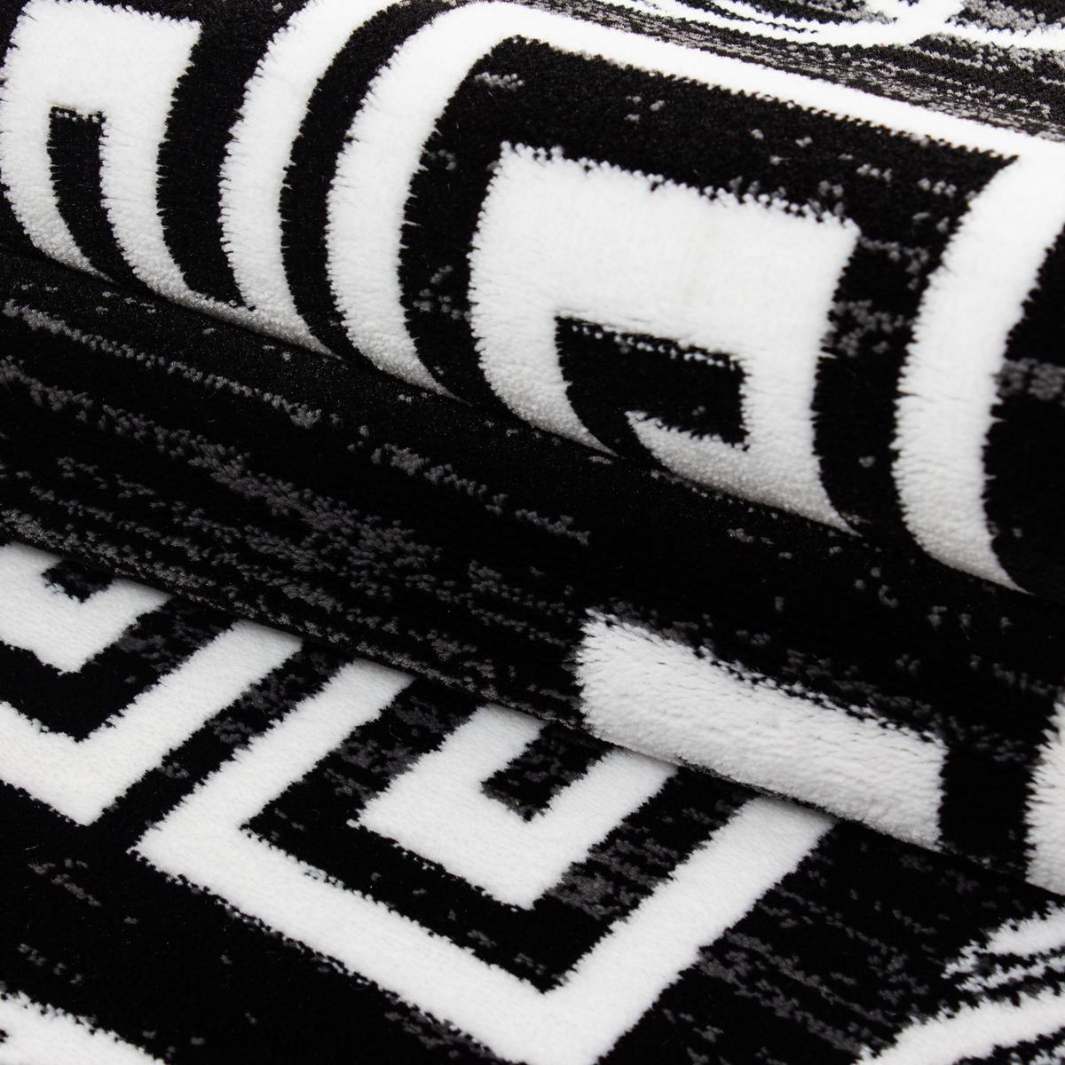 TEPPICH Kurzflor ASPEN in Schwarz, mit Mäander-Muster, 80 x 150 cm - Schwarz, Textil (150/80cm) - KADIMA DESIGN
