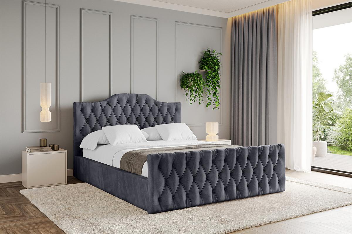 POLSTERBETT mit Bettkasten, Fußteil und Lattenrost, Boxbett mit Matratze H3/H4 - FALIO-Z 120x200 Dunkelgrau - Dunkelgrau, Holzwerkstoff/Textil (120/200cm) - ALTDECOR