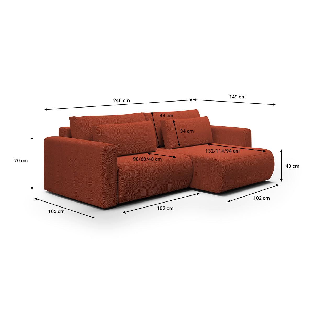 ECKSOFA Evy 3 Sitzplätze Orange - Orange, Holz (240/149cm) - Petits-meubles