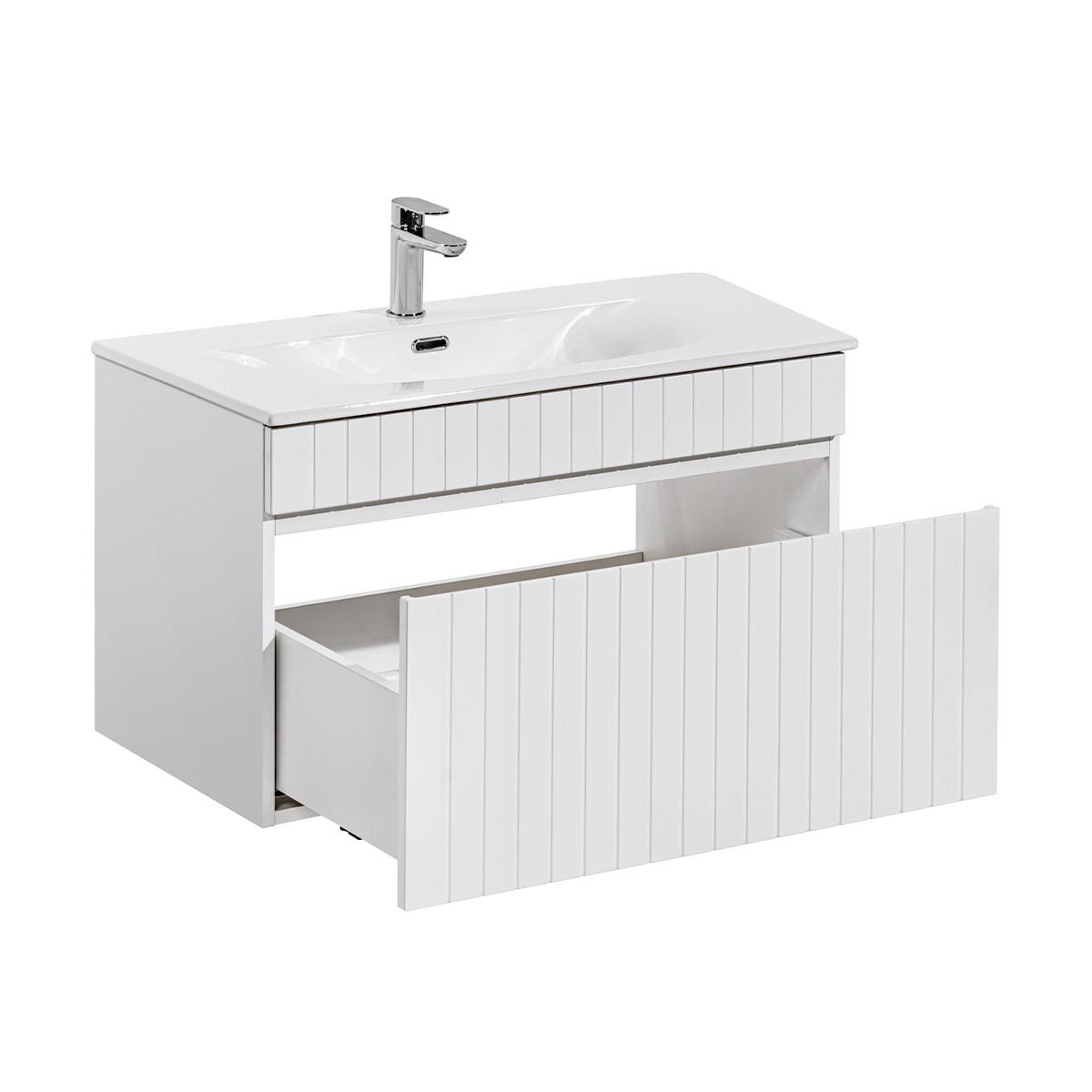 BADMÖBEL 80cm Zelie 2er-Set Weiß - Weiß, Holzwerkstoff (80/46/45cm) - Petits-meubles