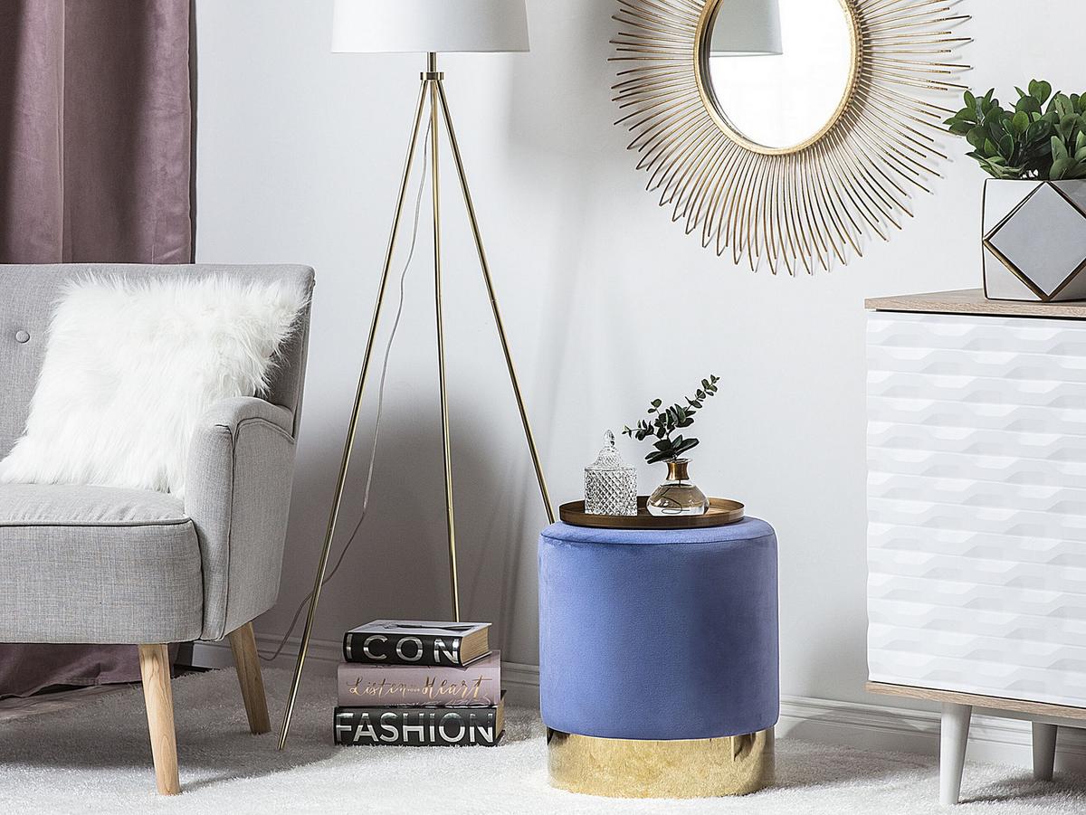 POUF Sophia 39/39/40 cm - Blau, Textil (39/40/39cm) - Beliani