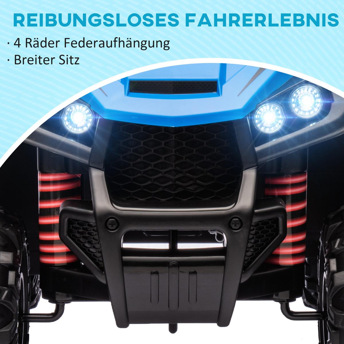 ELEKTRO Quad für Kinder 12V Kinderquad mit 4-Rad-Federung, MP3-Musikplayer - Blau, Metall (85/55.5/62cm) - AIYAPLAY