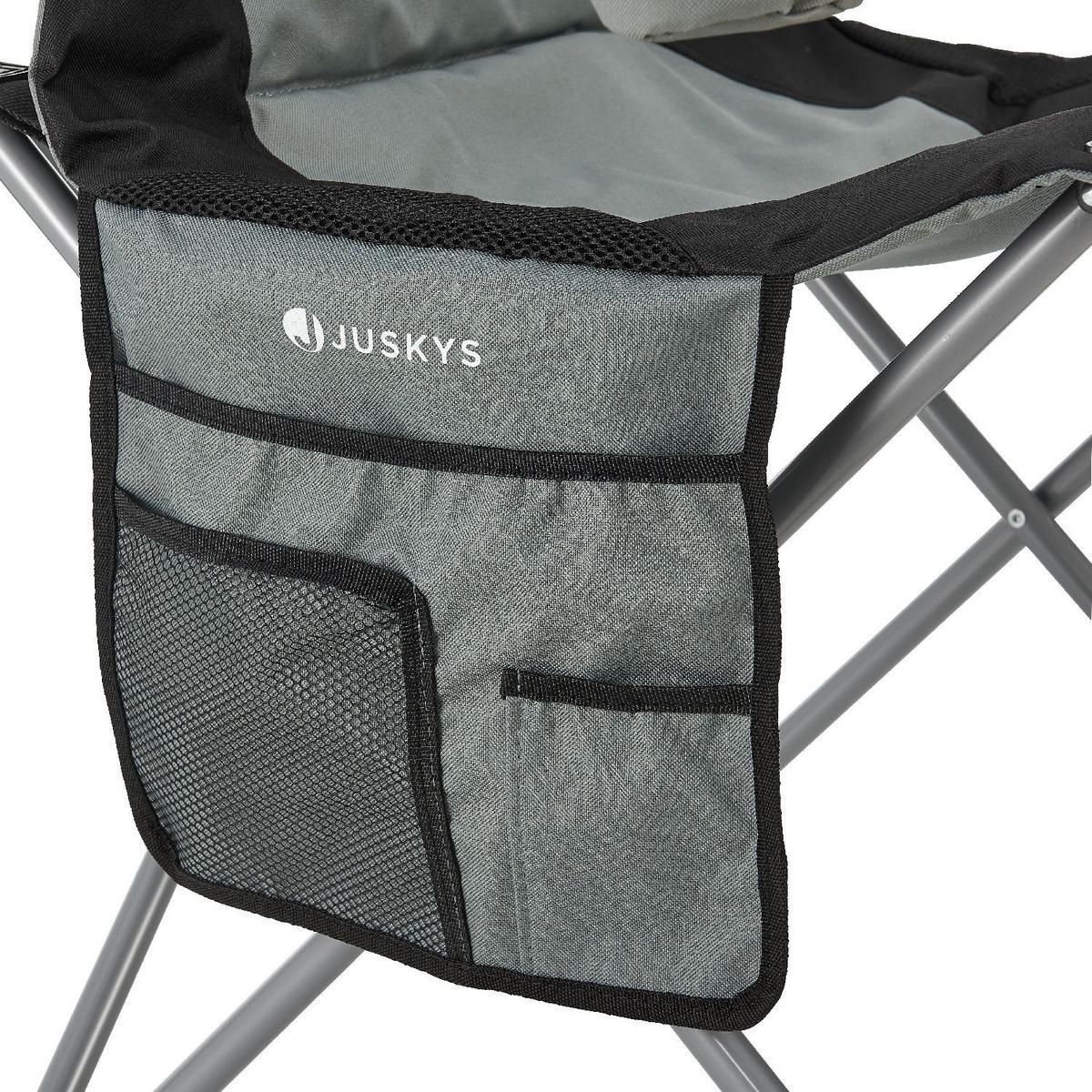 CAMPINGSTUHL Lido grau mit Flaschenhalterung & Tragetasche - Grau, Textil (62/102/62cm) - Juskys