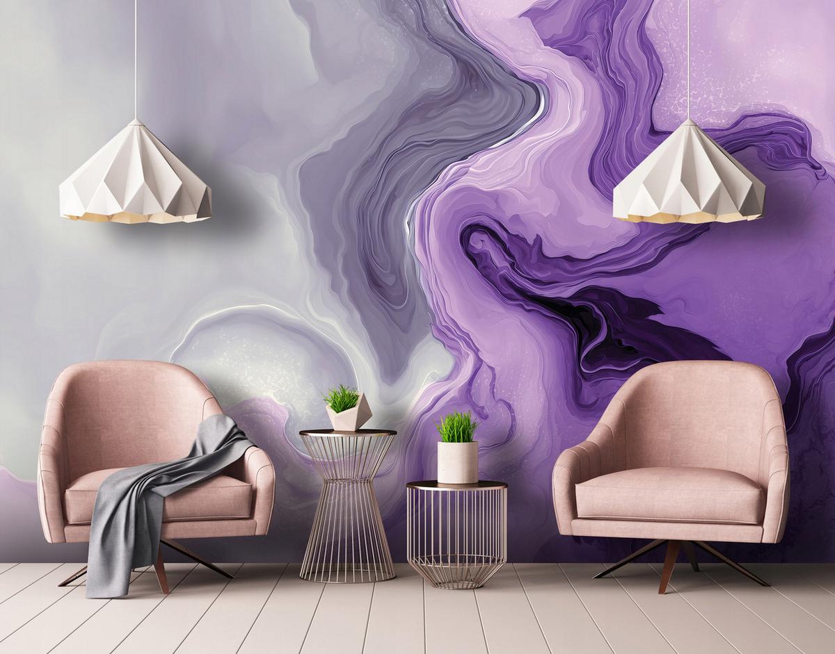 FOTOTAPETE Marmor Abstrakt Lila 200x140 cm - Multicolor, Papier (200/140cm) - Wallarena
