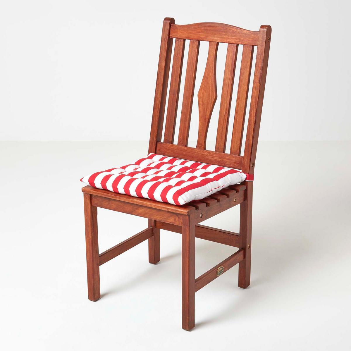 STUHLKISSEN 40/40/5 cm rot-weiß gestreift - Rot, Textil (40/40/5cm) - Homescapes
