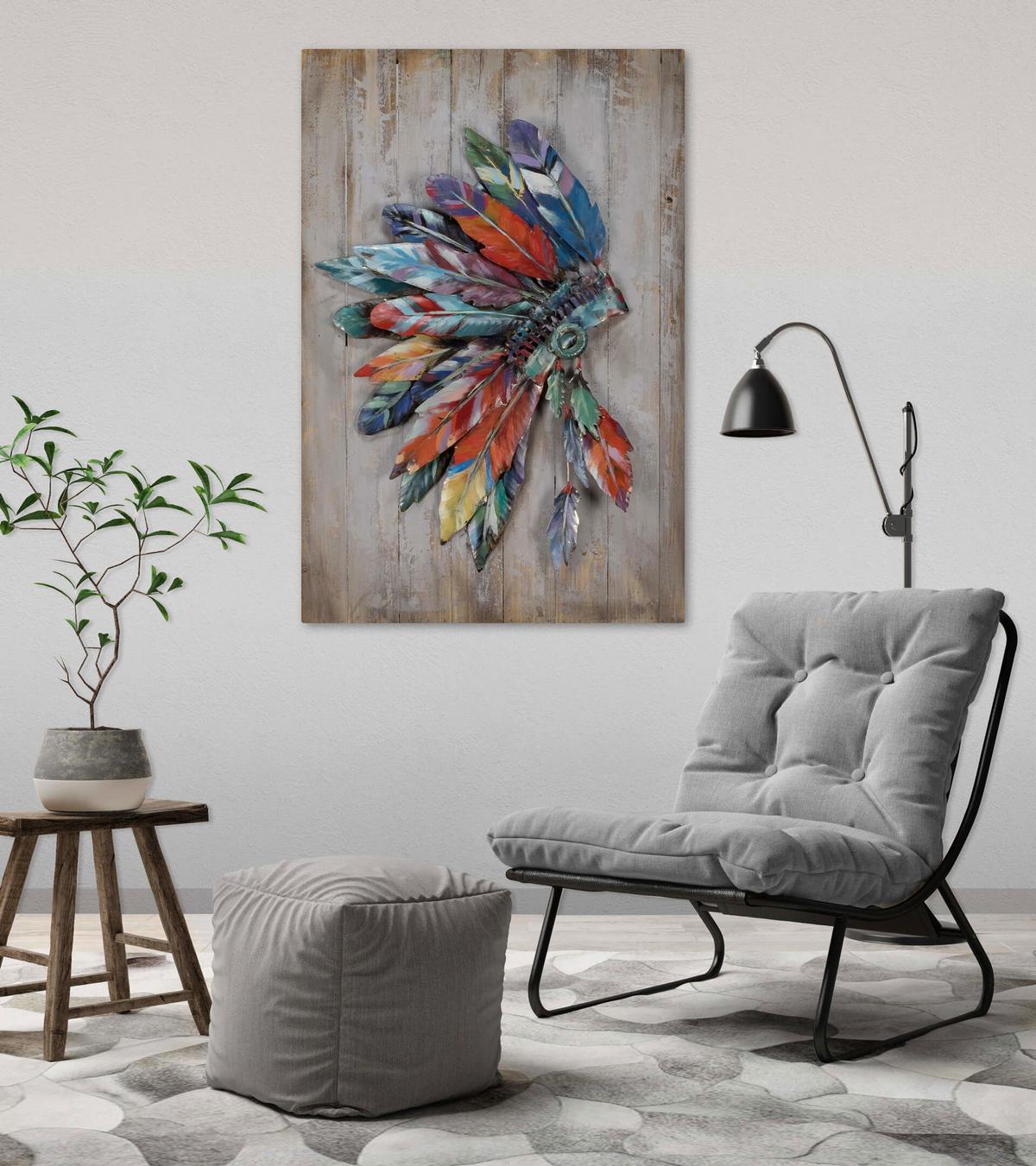 METALLBILD Bunt 60/90 cm - Multicolor/Braun, Metall (3.27/90cm) - KUNSTLOFT