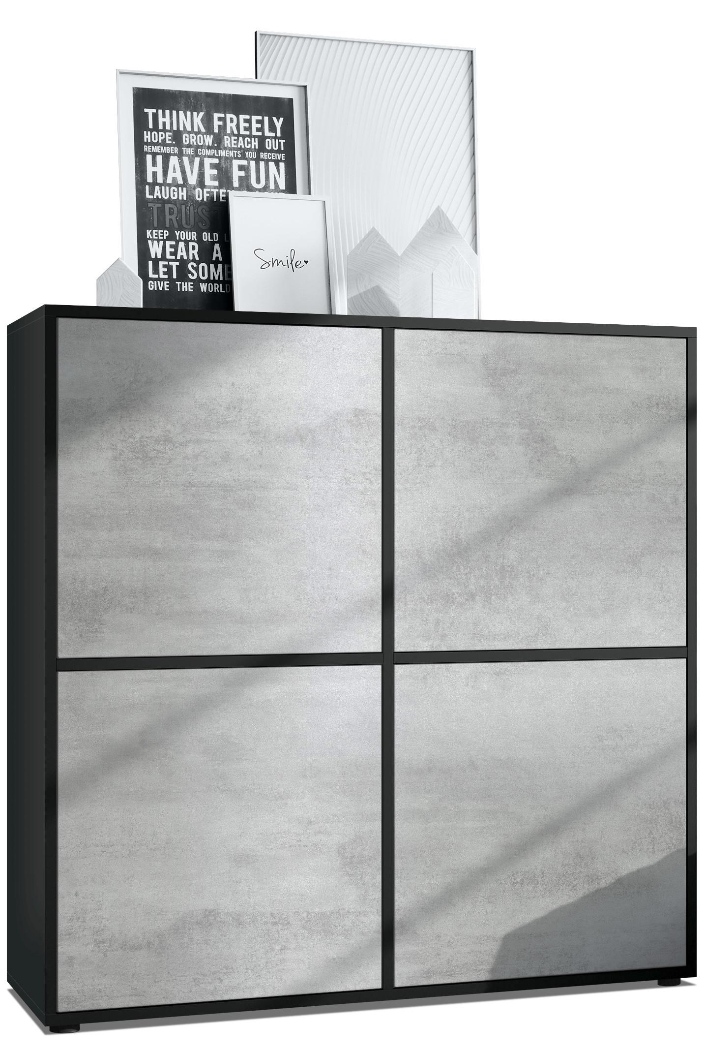 HIGHBOARD Cuba Türen in Beton Oxid Optik - Hellgrau, Holzwerkstoff (104/105.5/35.5cm) - Vladon