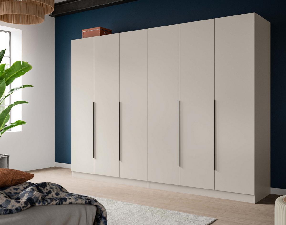 KLEIDERSCHRANK kaschmir 240 x 181 cm, Drehtürenschrank 6-türig - Kaschmir/Schwarz, Holzwerkstoff/Kunststoff (240/181/52cm) - Inn.Furn
