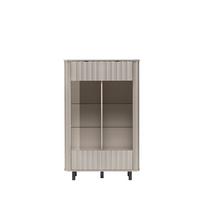 VITRINE MODERNO 200 / 98,3 cm in Beige - Beige, Holzwerkstoff (98.3/200/40.5cm) - MASSENO