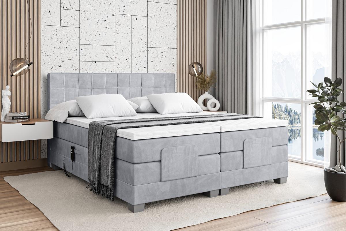 BOXSPRINGBETT elektrisch verstellbar mit 2 Matratzen H4/Taschenfederung OSTO EL 140 x 200 Grau - Grau, Holzwerkstoff (147/200cm) - ALTDECOR