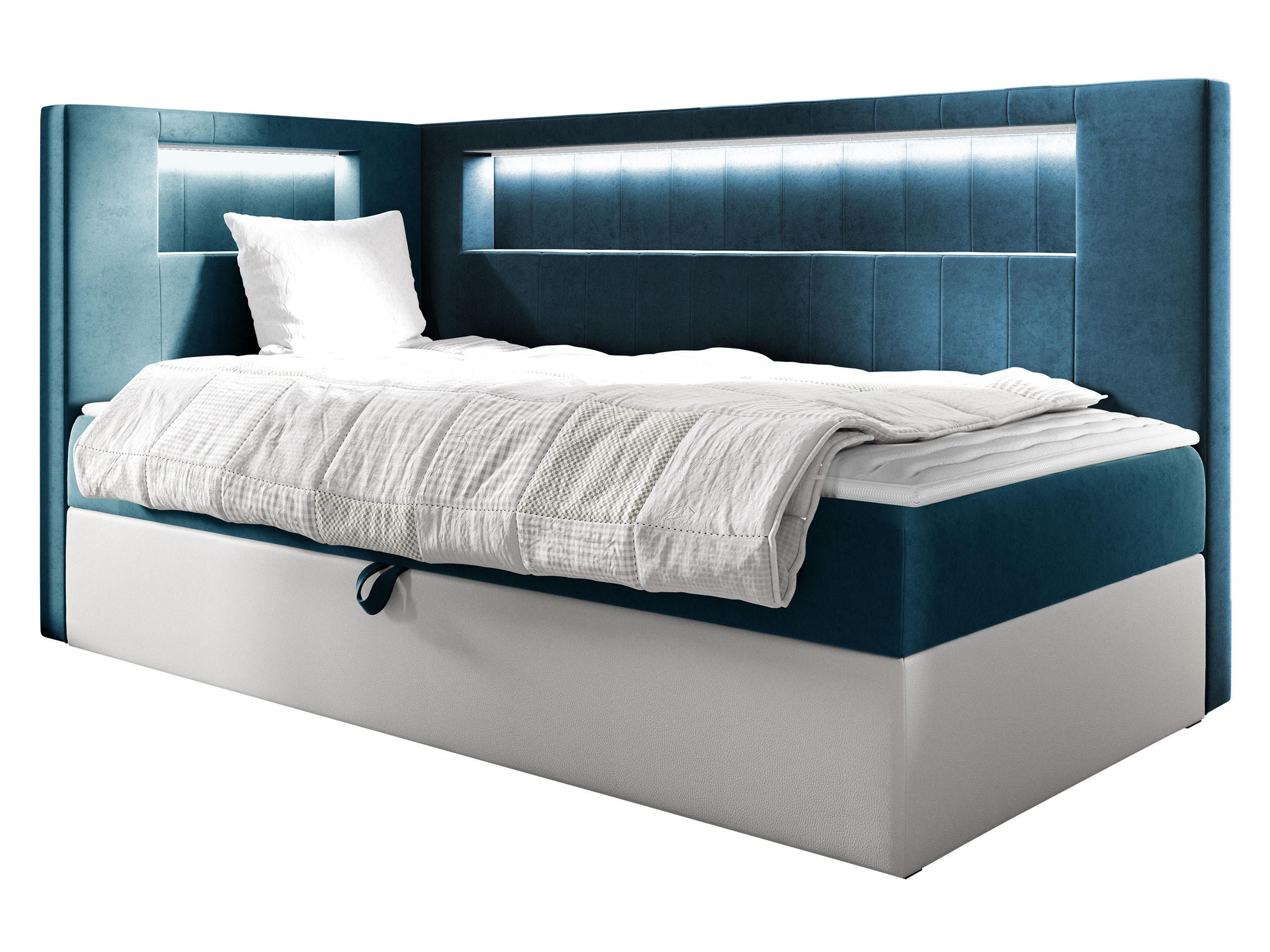 BOXBETT Gold Junior 3, Seite zum Öffnen des Bettkastens: Links - H3 - Türkis/Weiß, Holz (100/200cm) - MIRJAN24