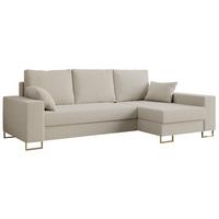 ECKSOFA Dorian Boucle Beige - Beige/Goldfarben, Textil/Metall (242/138cm) - MKS