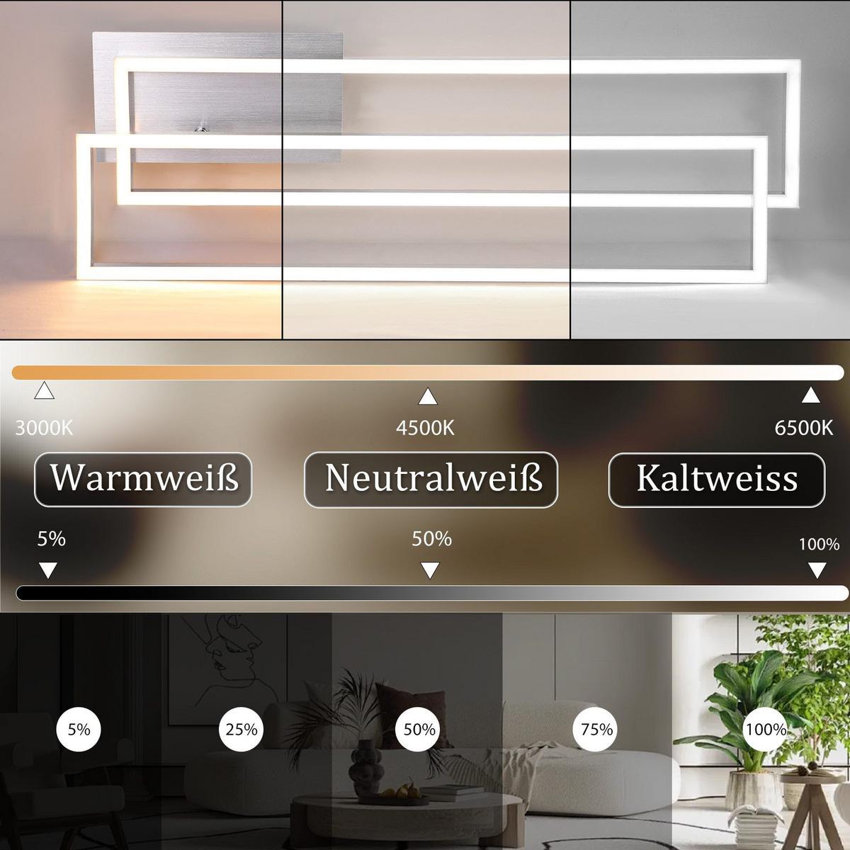 LED-DECKENLEUCHTE Lusk 18.5/102.5/7.3cm - Silberfarben, Metall (102.5/18.5/7.3cm) - Nettlife
