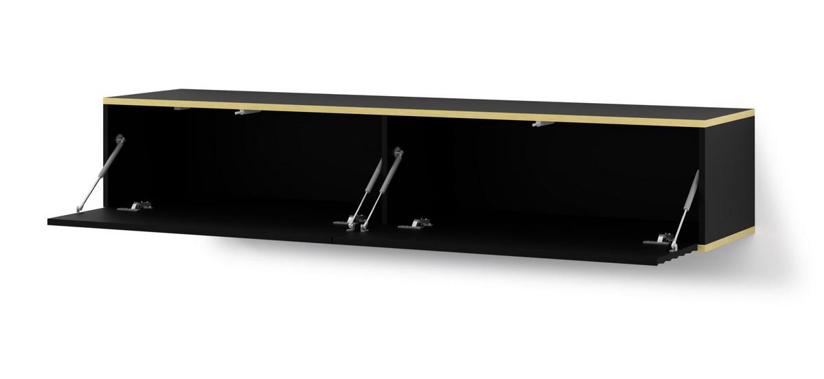 TV LOWBOARD Schwarz, Gold 180/33/40 - Schwarz, Holzwerkstoff (180/33/40cm) - RAUMHIRSCH FURNITURE