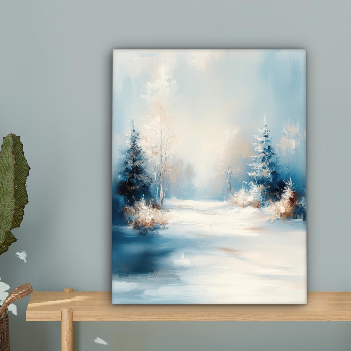 LEINWANDBILD Wald - Winter - Natur - Abstrakt - Schnee Room Decor 30x40 cm - Weiß, Textil (30/40cm) - MuchoWow
