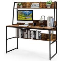 SCHREIBTISCH 140cm Kaffee - Braun, Holz (57/120/140cm) - COSTWAY