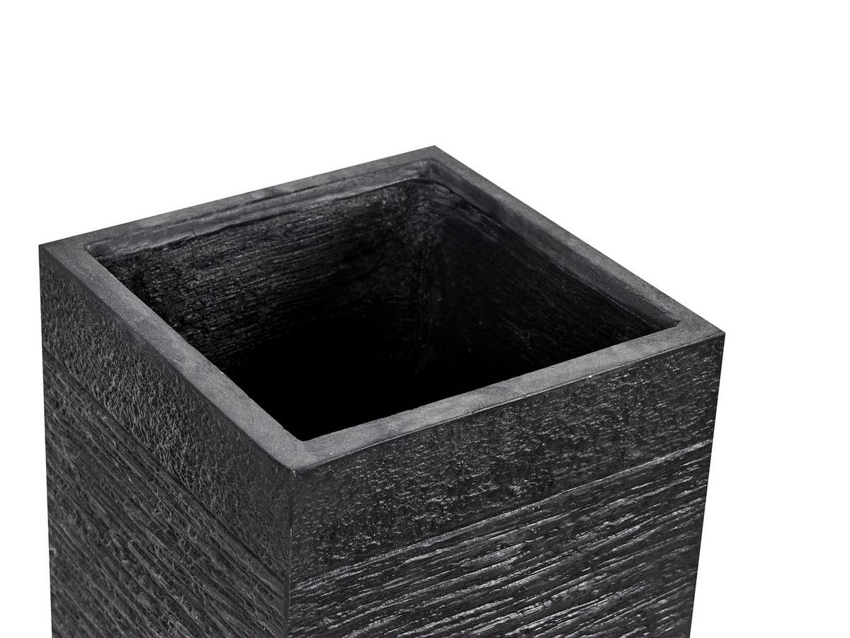 BLUMENTOPF schwarz quadratisch 26/26/60 cm Dion - Schwarz, Naturmaterialien (60cm) - Beliani