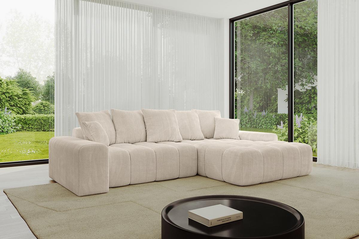 ECKSOFA Ottomane Rechts ENSI-L - 267x164x69 cm Beige - Beige, Holzwerkstoff/Kunststoff (164/267cm) - ALTDECOR