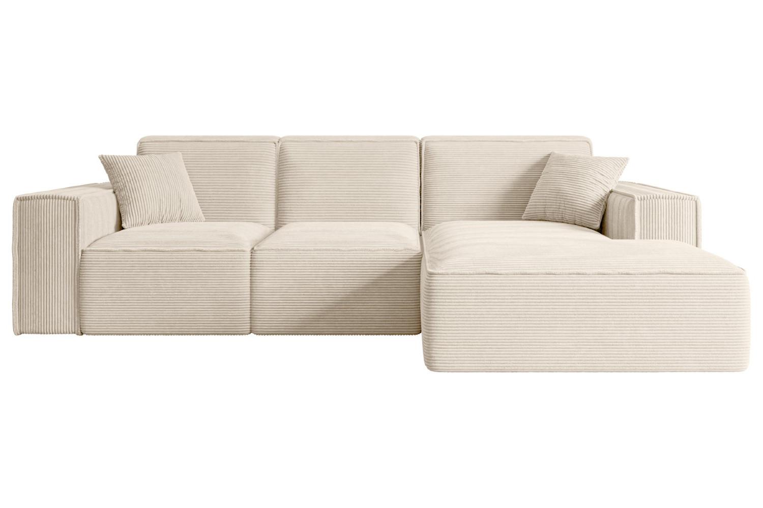 ECKSOFA Ottomane Rechts SERRA-L - 266x169x80 cm Beige Cord - Beige/Schwarz, Holzwerkstoff/Kunststoff (266/169cm) - ALTDECOR