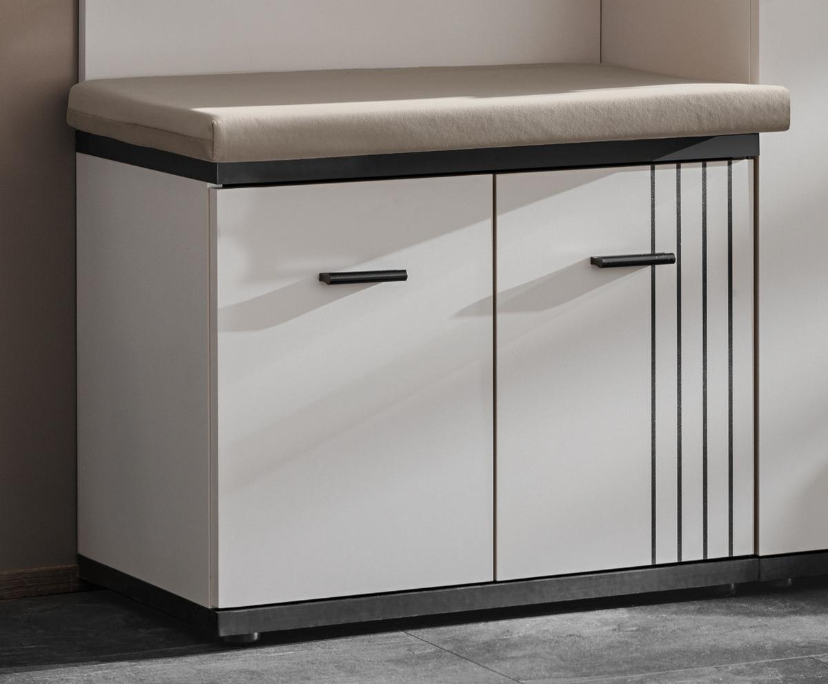 GARDEROBENBANK Kaschmir, schwarz 60 x 46 cm, Garderobenbank mit Streifenmuster - Kaschmir/Schwarz, Holzwerkstoff/Kunststoff (60/46/32cm) - Inn.Furn