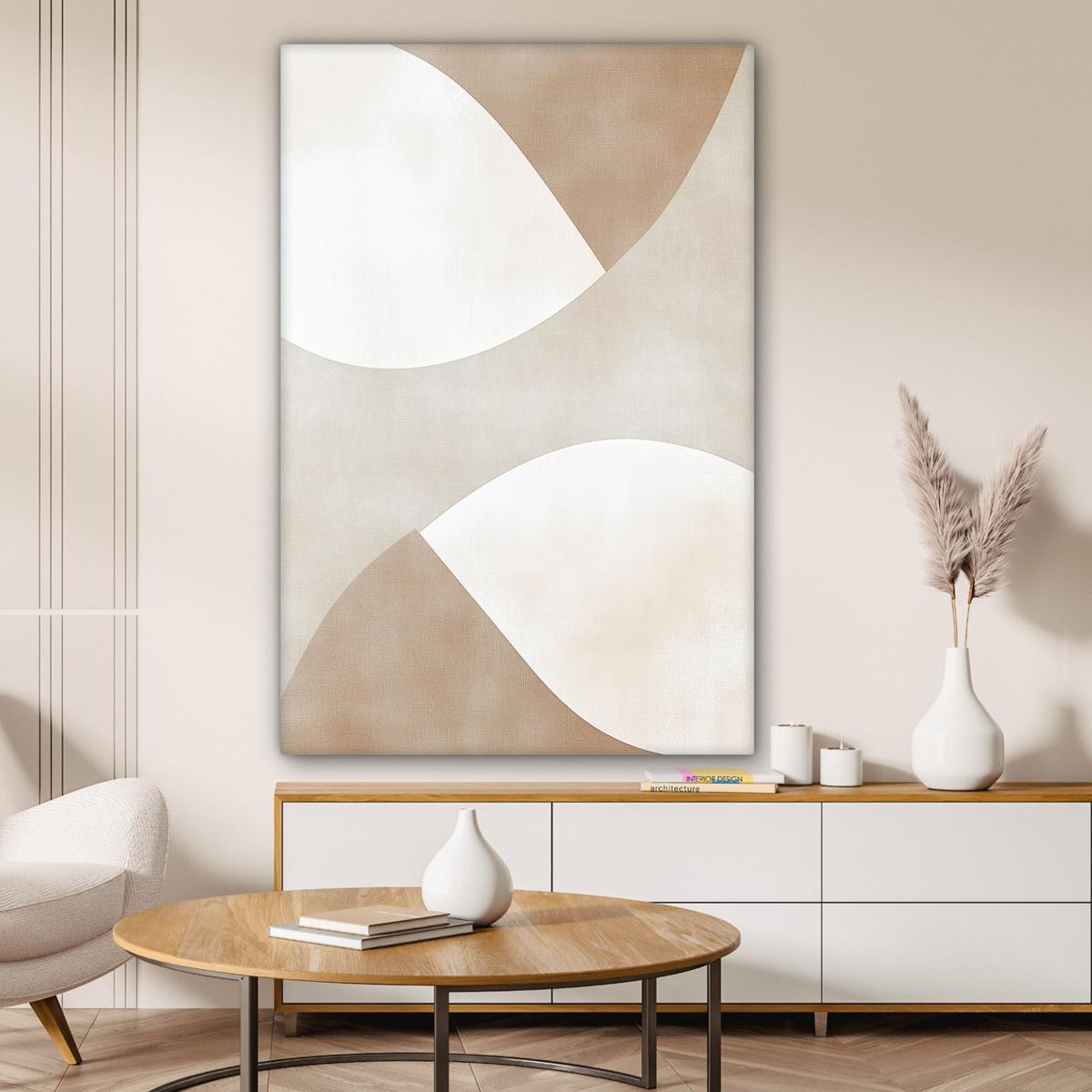 LEINWANDBILD Braun - Japandi - Abstrakt Deko XXL 80x120 cm - Sandfarben, Textil (80/120cm) - MuchoWow