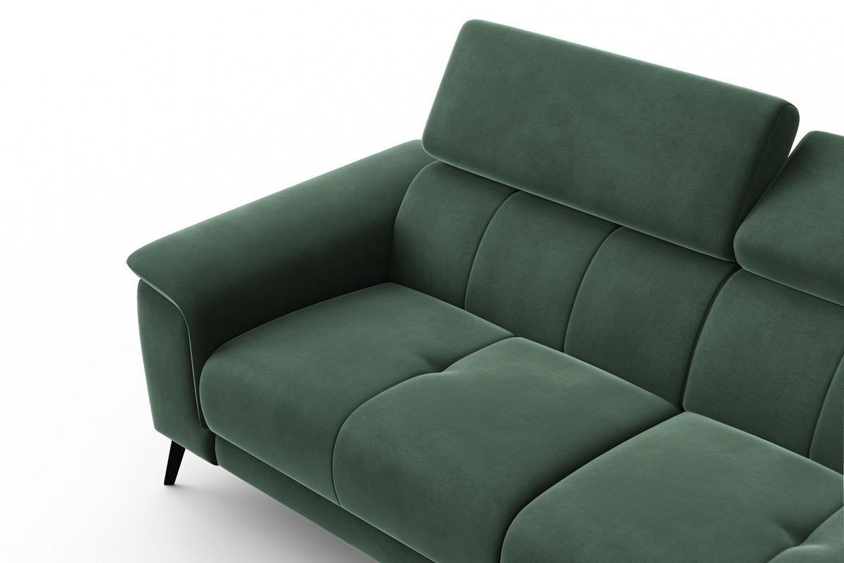 SOFA FIERO 3-Sitzer, Grüner Veloursstoff - Schwarz/Grün, Holz/Textil (212/82/103cm) - Courtois Laville