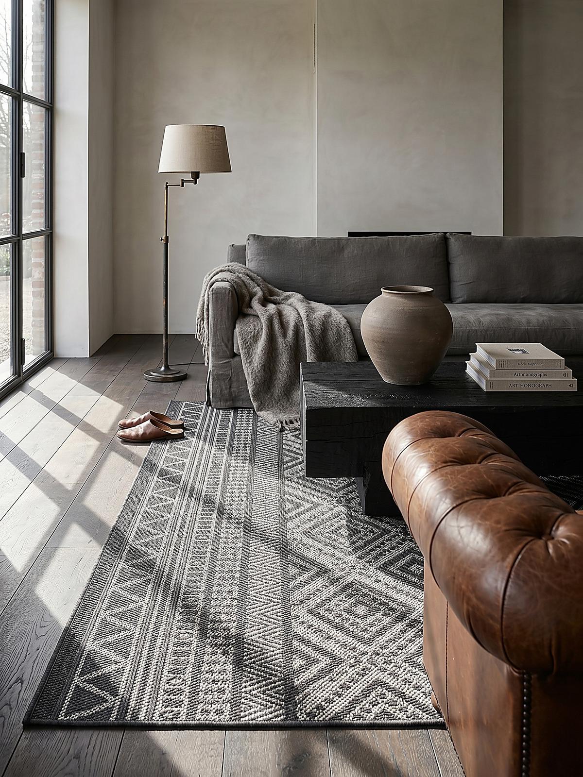 FLACHWEBTEPPICH Berber ESERA Polypropylen Anthrazit 160 x 220 cm - Anthrazit, Textil (160/220cm) - KADIMA DESIGN