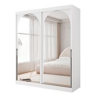 SCHWEBETÜRENSCHRANK CLARITY 2-türig 150/65/215 cm Weiß / schwarze Griffe - Schwarz/Weiß, Holzwerkstoff/Kunststoff (150/215/65cm) - Idohome
