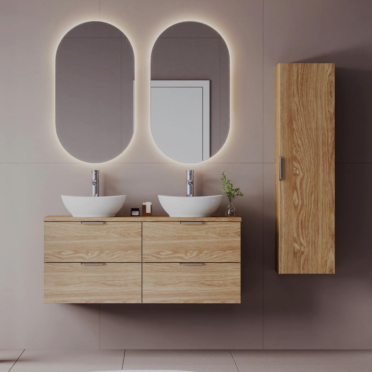 BADMÖBEL 120.6cm Astrid 2er-Set Holz - Braun, Holzwerkstoff (120.6/52.2/46.5cm) - Petits-meubles