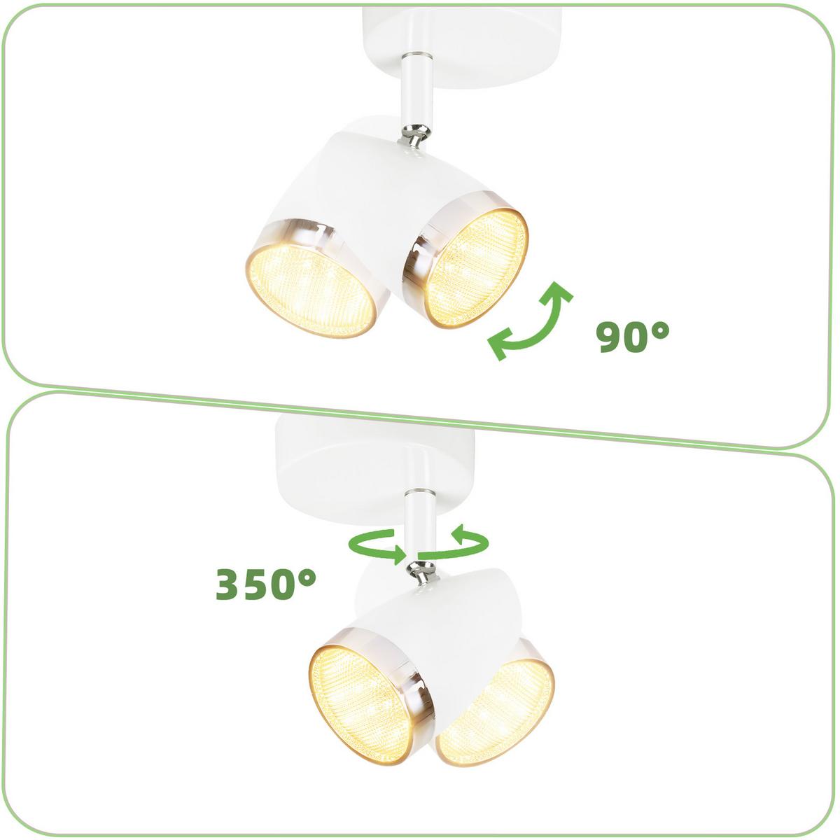 DECKENSTRAHLER Glanzar 13.5/5.6/8 cm - Weiß, Kunststoff (8/13.5/5.6cm) - ZMH