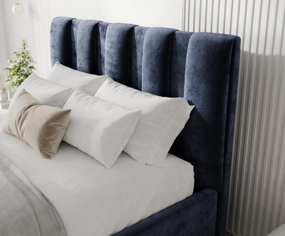 POLSTERBETT Loom 180/200 cm Marineblau im Lotta Stoff - Naturfarben/Dunkelblau, Holz/Holzwerkstoff (180/200cm) - AltaBeds