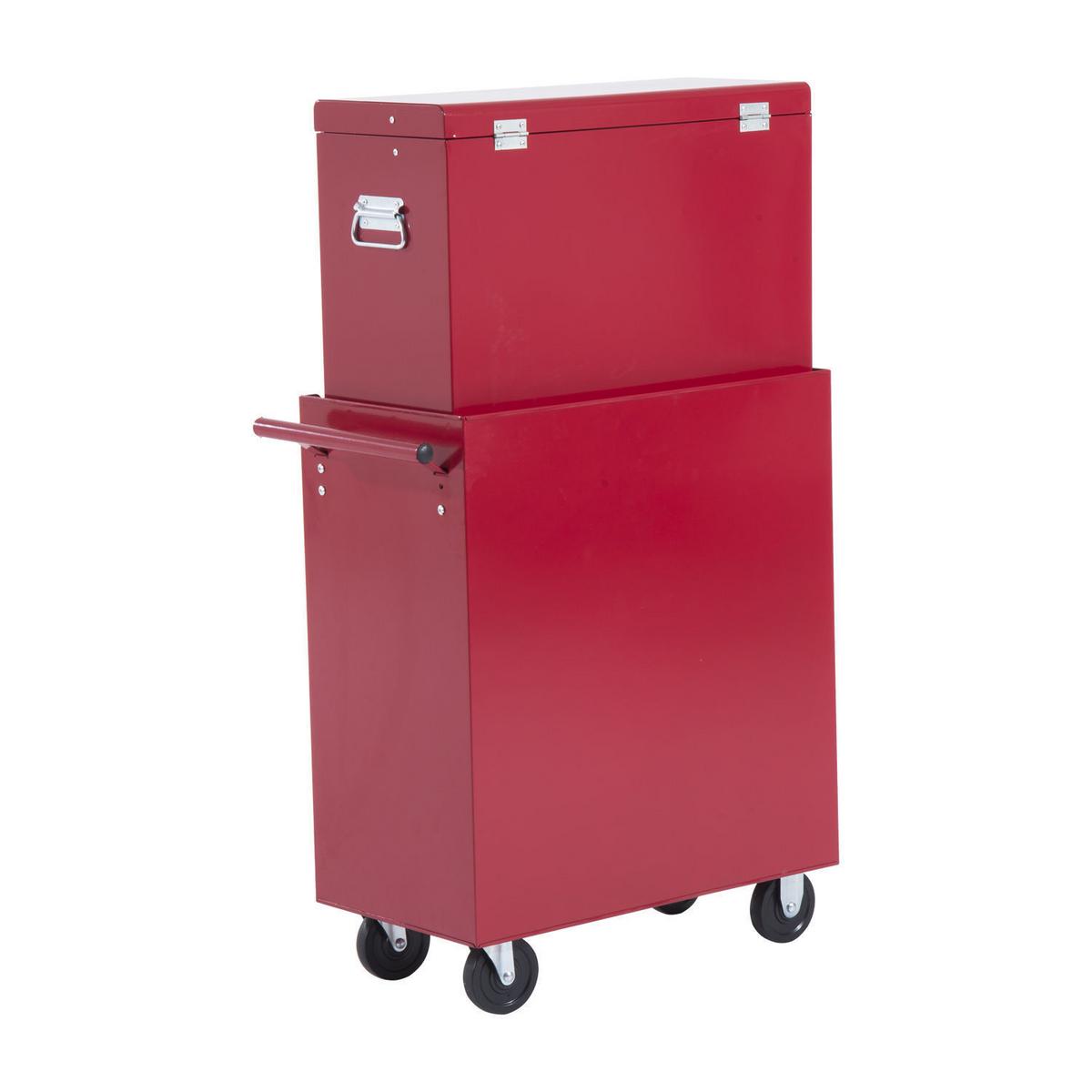 FAHRBARER Werkzeugwagen Werkstattwagen Rollwagen Werkzeugkasten Rot - Rot, Metall (33/113/61.5cm) - HOMCOM
