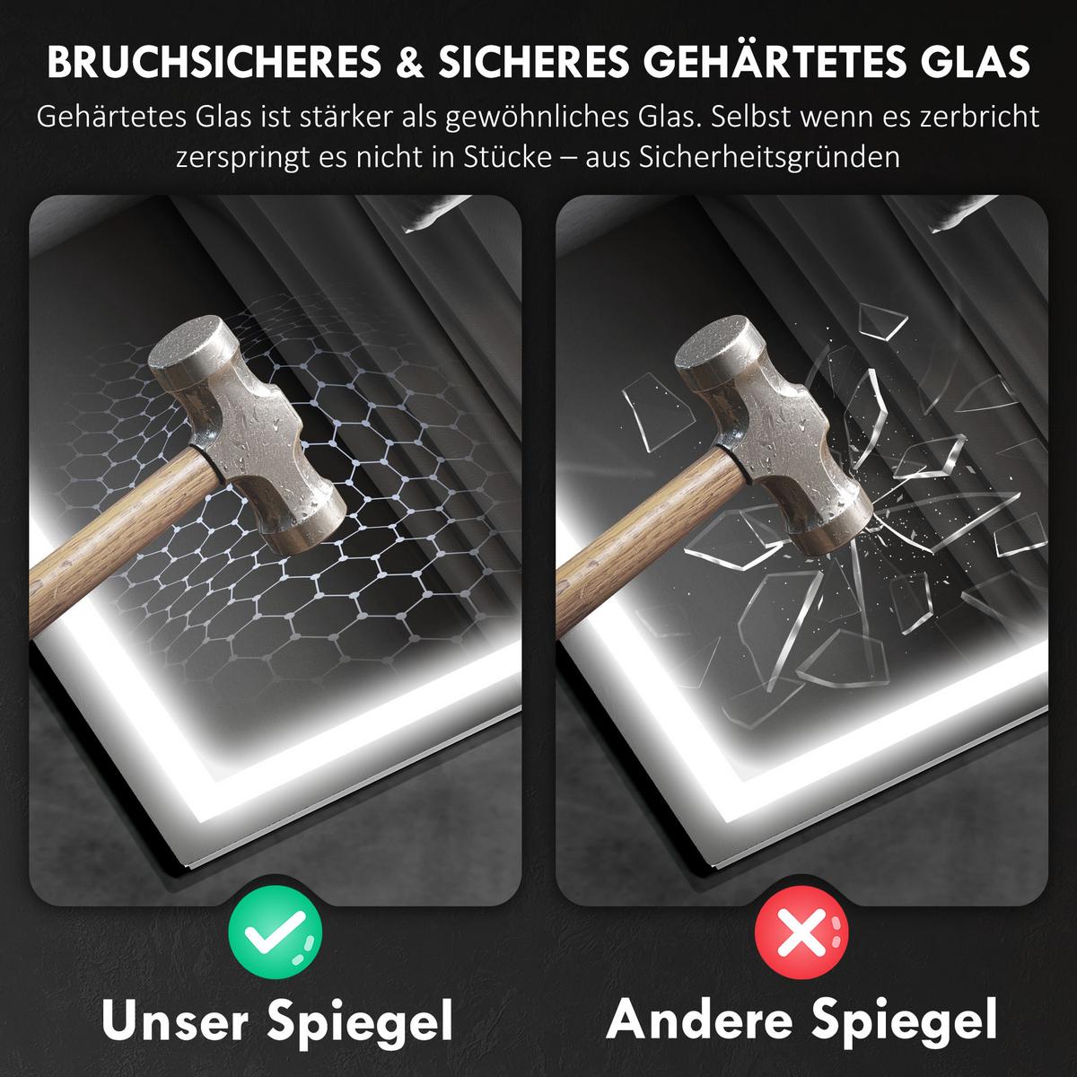BADSPIEGEL Gehärtetes Glas Silber - Silberfarben, Glas (80/3.5/100cm) - HOMCOM