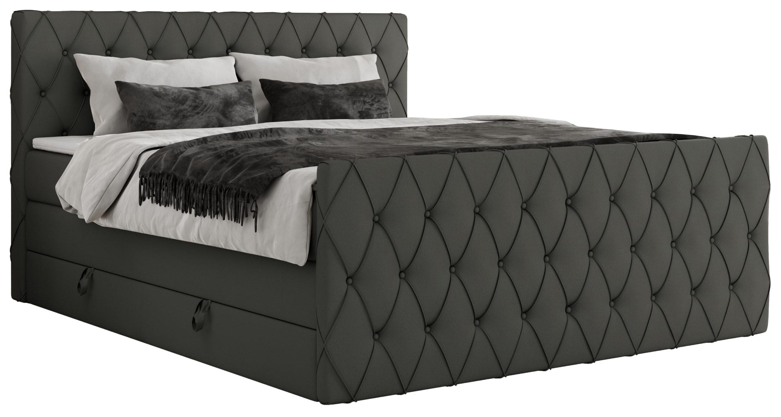 BOXSPRINGBETT MIREN KING DUO 180/200 Dunkelgrau Kunstleder - H3 - Dunkelgrau, Holz/Textil (180/200cm) - MKS