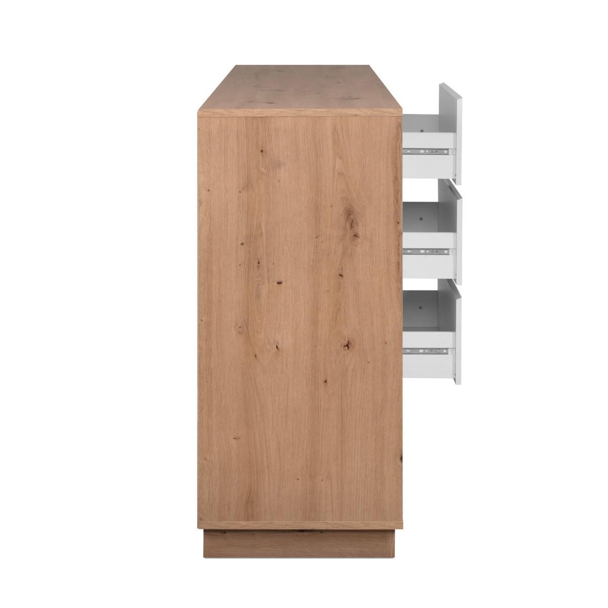 SIDEBOARD mit 3 Türen und 3 Schubladen Hochglanz Weiß und Artisan-Eiche 178/40/88 cm - Weiß Hochglanz, Holzwerkstoff (40/88/41.5cm) - Calicosy