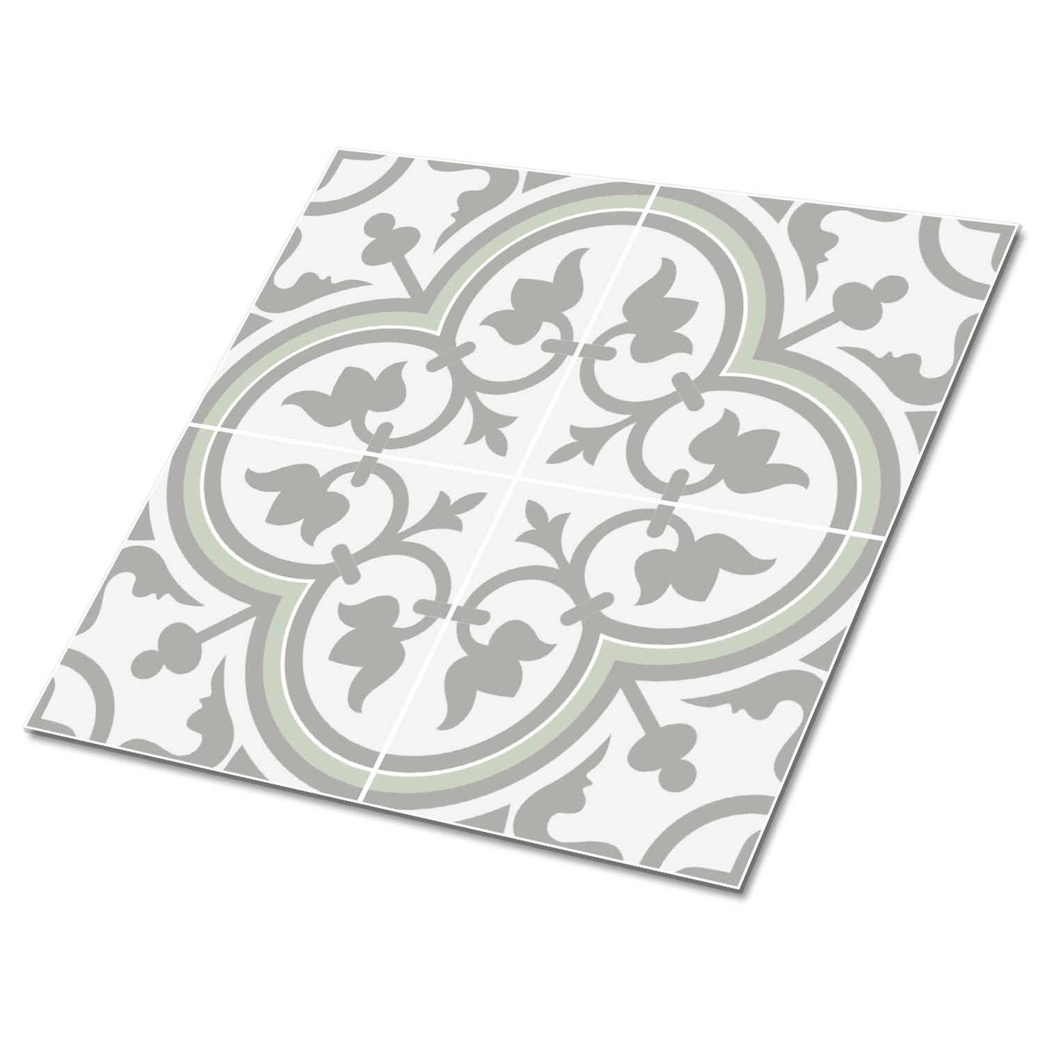 FLIESENAUFKLEBER 9 Stück 30x30 cm selbstklebend Blumenmotive - Grau, Textil (30/1.6/30cm) - TULUP