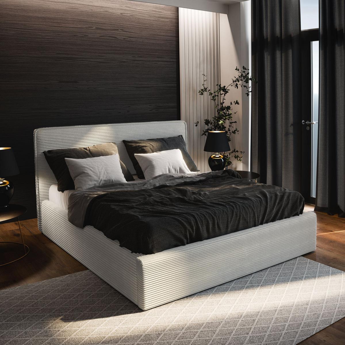 POLSTERBETT PARMA 160x200 cm mit Bettkästen - Beige - Beige, Holz (160/200cm) - MASSENO