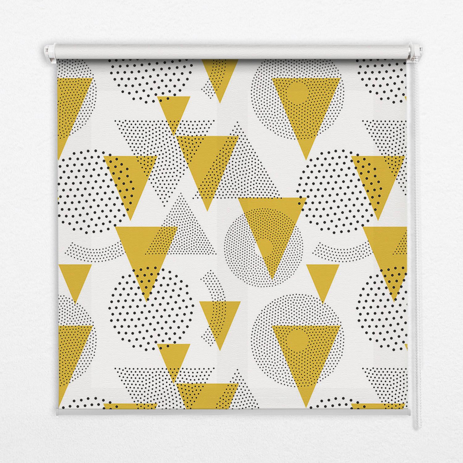 INNENROLLO - Fensterrollo - Rollo - 140x140 cm - Dreiecke und Kreise aus Punkten - Gelb, Kunststoff (140/140/0.5cm) - TULUP