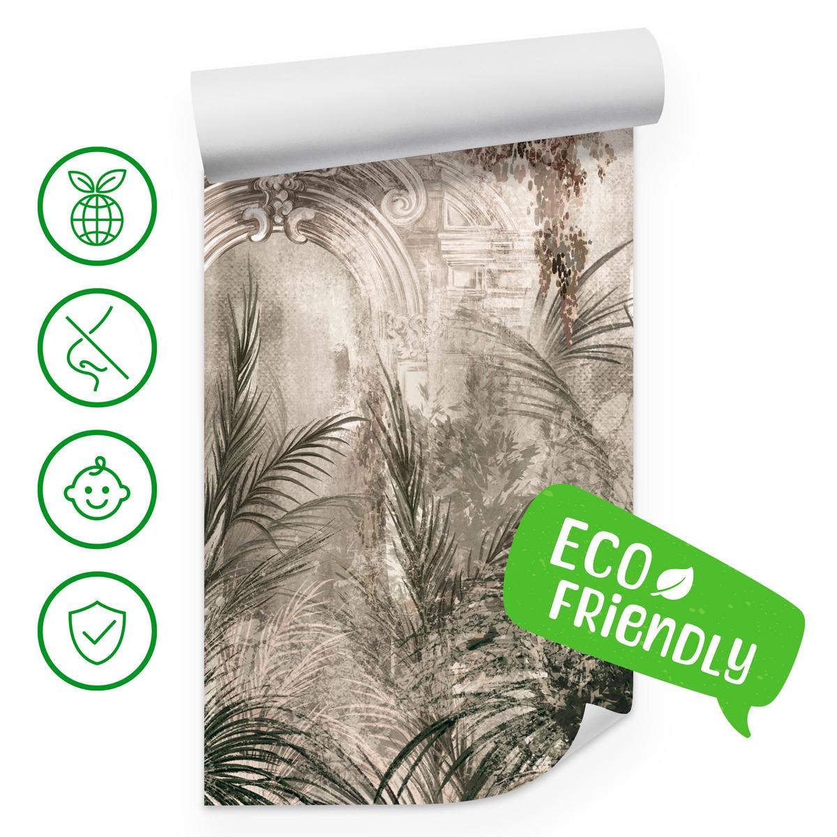 FOTOTAPETE für Wohnzimmer Kolumnen Tropen Pflanzen Palmen Natur 100x70 - Beige, Papier (100/70cm) - Muralo
