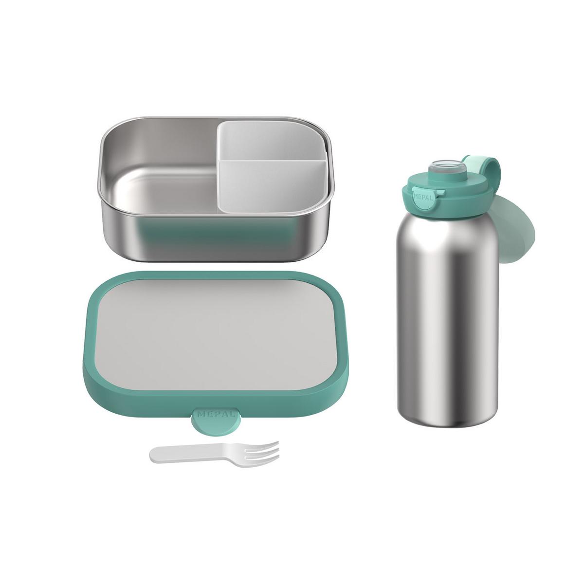 EDELSTAHL-LUNCHSET Campus Cool Mint 2-tlg. - Mintgrün, Kunststoff/Metall (2/2/2cm) - Mepal