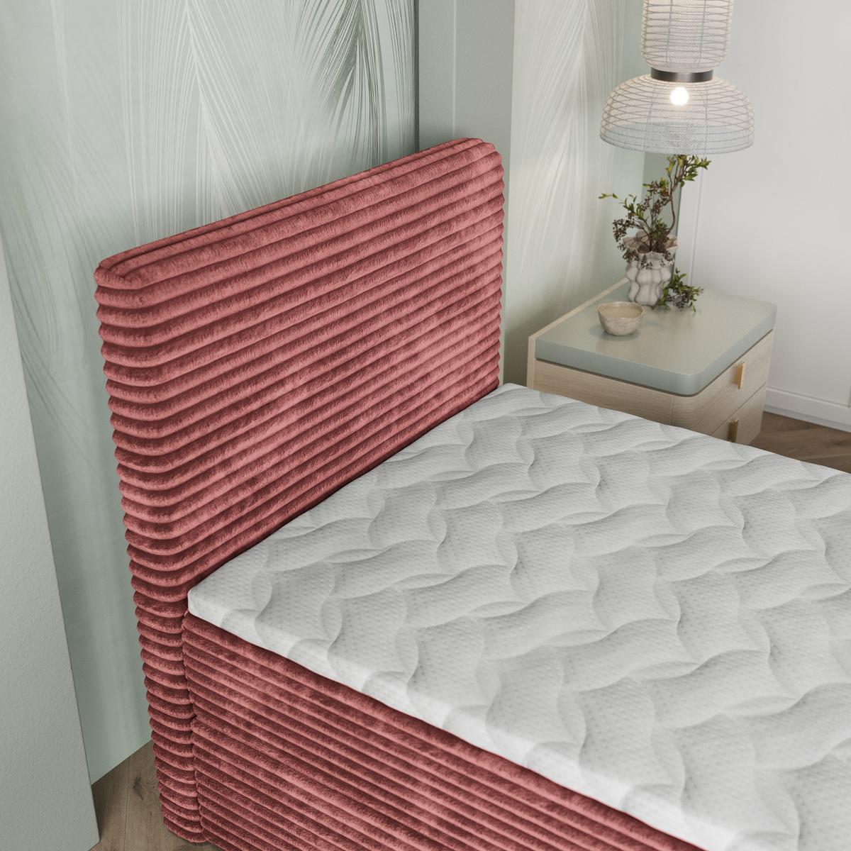BOXBETT PISA 80 80x200 cm mit Matratze und Topper, H2+H3 - Rosa - Rosa, Holz (80/200cm) - MASSENO