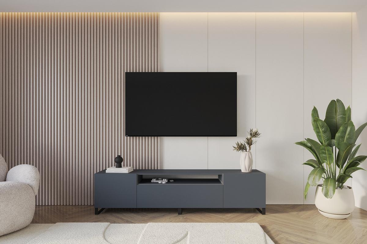 LOWBOARD ELIO-S 200x53x41 cm - Graphit - Graphitfarben/Schwarz, Holzwerkstoff (200/53/41cm) - ALTDECOR