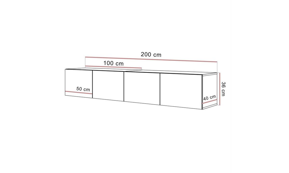 TV-SCHRANK COLGANTE 200/40/36 cm hängend Travertin - Beige, Holzwerkstoff (200/36/40cm) - Lookway