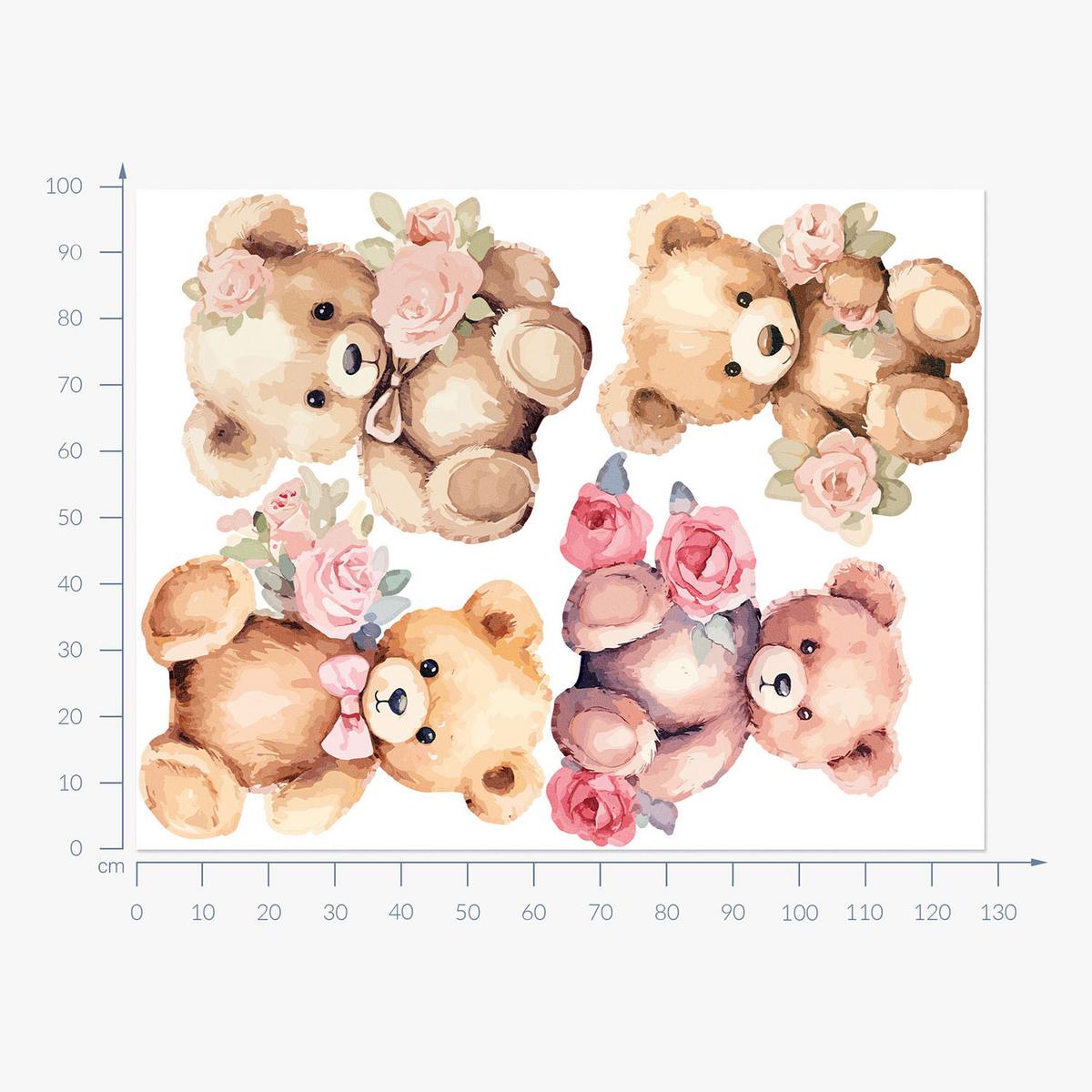 WANDAUFKLEBER 100x128cm - Teddybären - Multicolor, Kunststoff (100/128/0.1cm) - Wallfluent