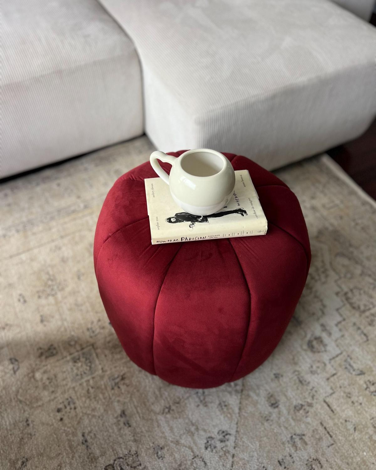 POUF Samtstoff Dunkelrot Selby - Dunkelrot, Textil (40/46/40cm) - Beliani
