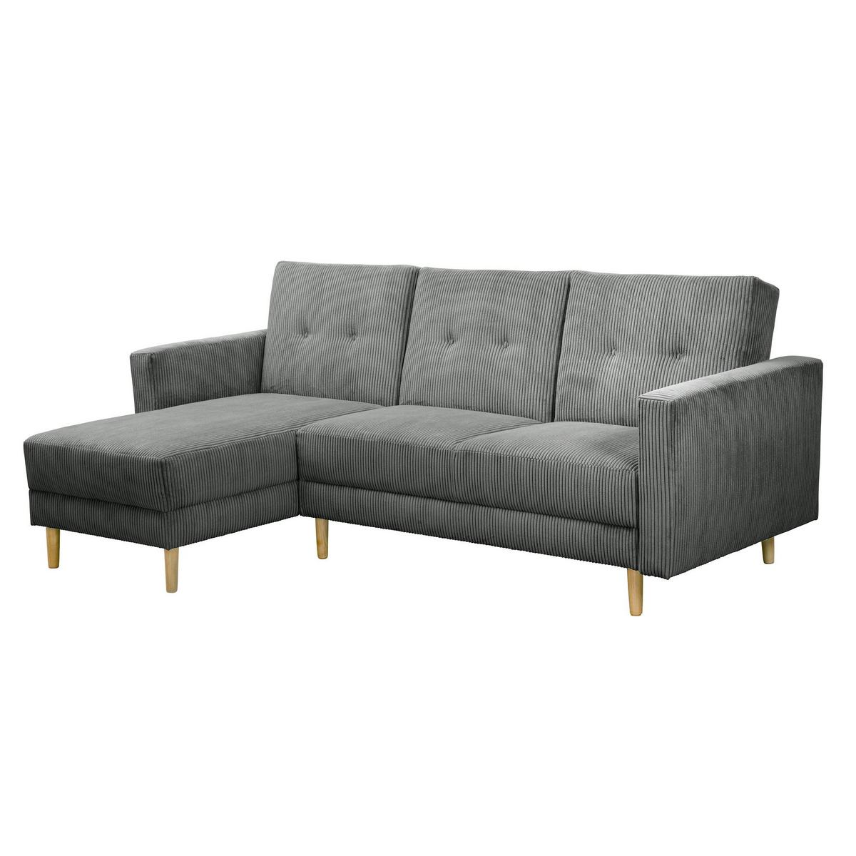 FUNKTIONSSOFA mit Hocker Kattie Cordstoff anthrazit - Anthrazit, Kunststoff (144/230cm) - 58aufmkessel