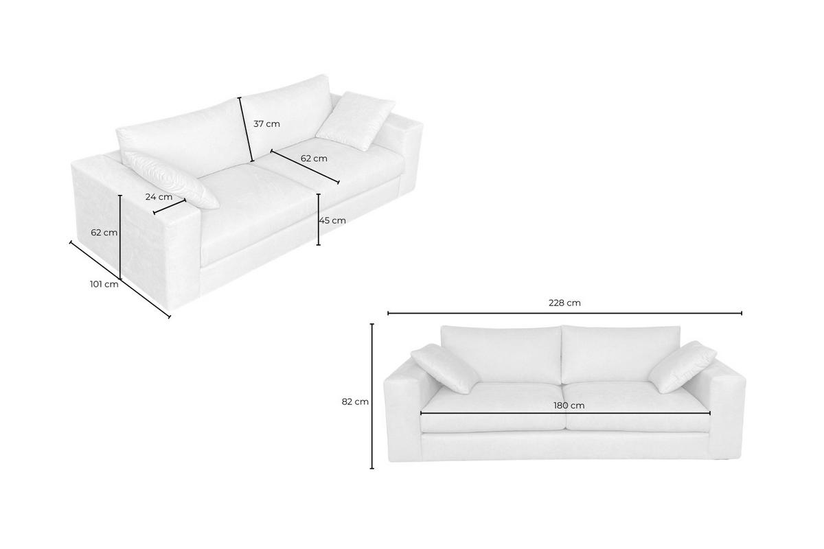 SOFA AMINA Taupe Flachgewebe - Taupe/Schwarz, Buchenholz/Textil (228/82/101cm) - KAWOLA