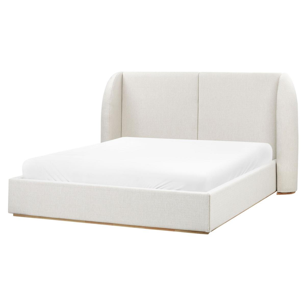 BETT mit Stauraum 160/200 cm Stoff Cremeweiß Monestier - Creme, Textil (160/200cm) - Beliani